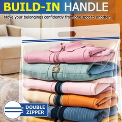 15 Gallon Large Storage Bags, 3.5 Mil Thick Clear Plastic Zipper Bags with Ha…