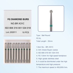 Dental Diamond Bur FGXL 25mm Ball Round Super Coarse for High Speed Handpiece