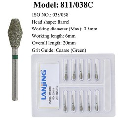 Dental Diamond Burs Barrel Super Coarse FG Bur 811-032C 038SC High Speed Burr