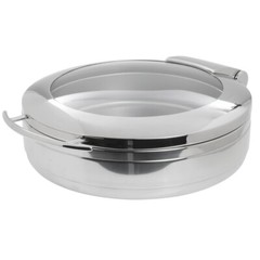 Hubert 20289 6 3/10 Qt Round Modern Style Stainless Steel Split-Pot Chafer