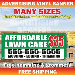 AFFORDABLE LAWN CARE Advertising Banner Vinyl Sign Landscape Edging Trimming