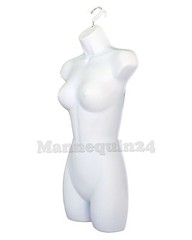 3 Color Combo White Flesh Black Female Torso Body Form Mannequins + 3 HANGERS