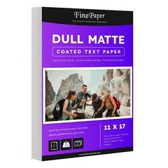 Dull 80lb Text Digital Low Gloss Paper, C2S, 11 x 17, 100 Sheets
