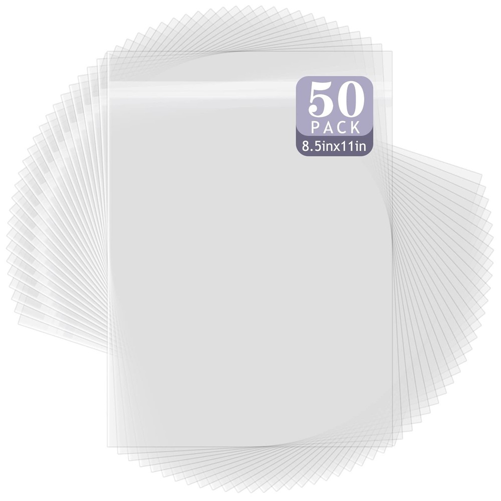 Golden State Art 50 Pack Acid-Free Clear Sleeves Storage Bags 8.5×11,