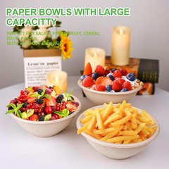 Large Paper Bowls, 40oz Compostable Bowls, 120 Pack Heavy Duty Disposable Bow…