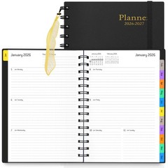 Daily Planner 2026-2027, 18-Month Weekly and Monthly 5.7 x 8.3 inches, Black