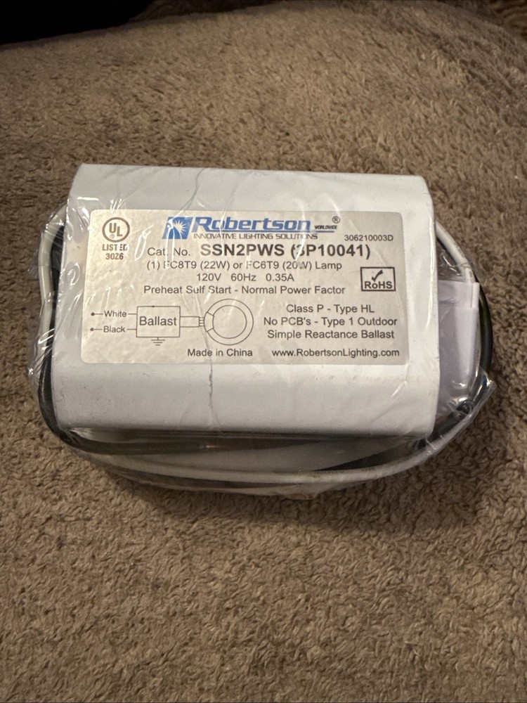(1) Robertson 120V Preheat Start Ballast for Fluorescent Circline Lamps SSN2PWS