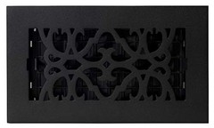 Decor Grates AC408-BLK Victorian Floor Register 4 x 8 Inches Cast Iron Black