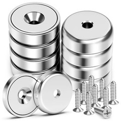 8Pack round Base Cup Magnet 100LBS Strong Rare Earth Magnet Heavy Duty