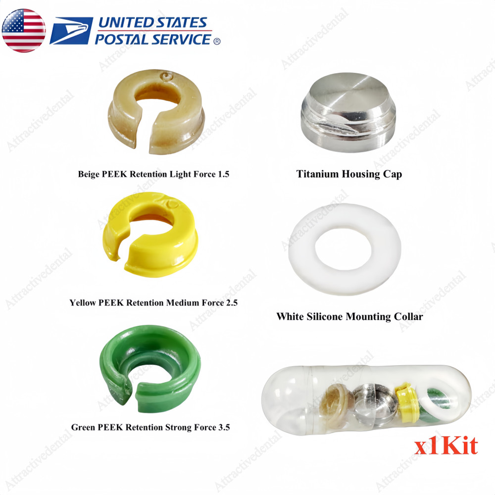 1Kit Dental Novaloc Type PEEK Caps Abutment Ti Housing Retention Insert Caps USA