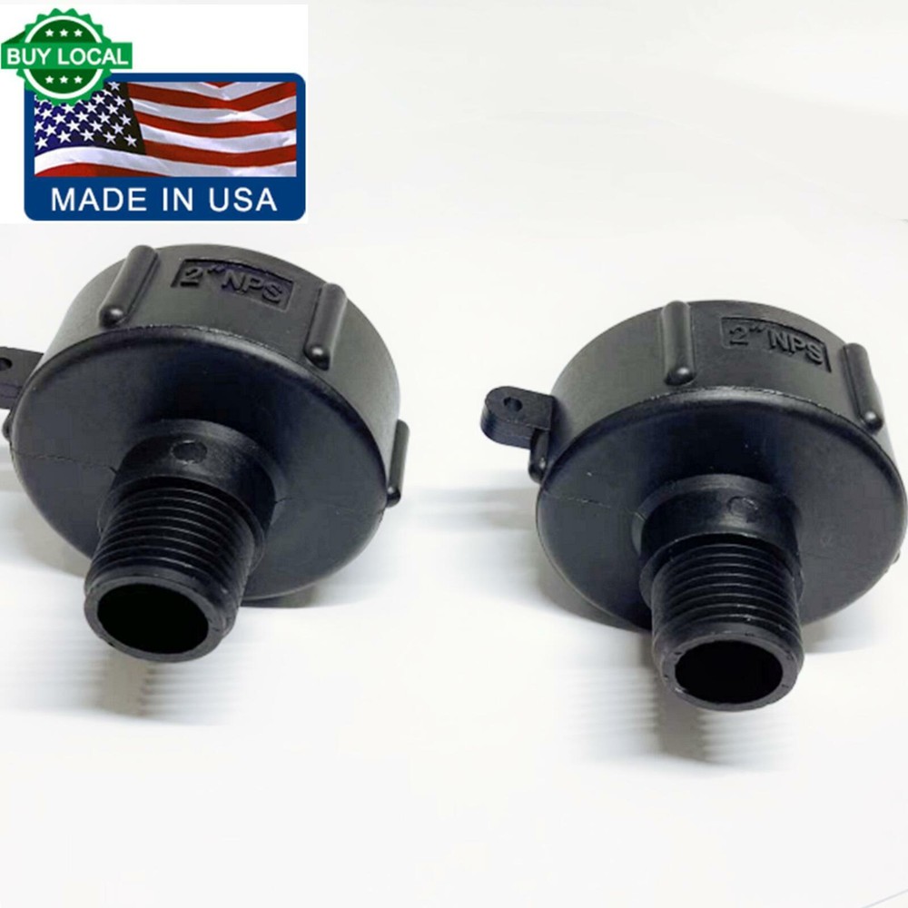 2 PACK 275 330 IBC Tote Tank Drain Adapter Fine Thrd 2 Nptx Male G Hose Adapter