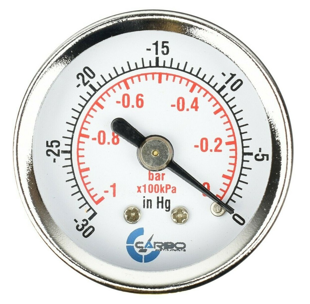 1-1/2″ Vacuum Gauge-Chrome Plate Steel Case, 1/8″NPT, Back Mnt. -30 inHg/0 Psi
