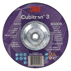 3M Cubitron 90009 Depressed Center Grinding Wheel, Type 27, 7 In Dia, 0.25 In