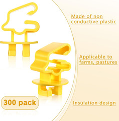 200-Pack T-Post Insulators, Short Wire Clips for 1.25/1.33 Posts, Yellow Std Fit