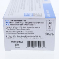 Eaton White Tamp Weather Resistant GFCI Self Test Outlet 15A 125V 5-15 TWRSGF15W