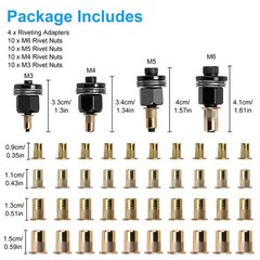 44pcs Manual Rivet Nut Tool Kit M3-M6 Carbon Steel Nutsert Riveting Adapter Set