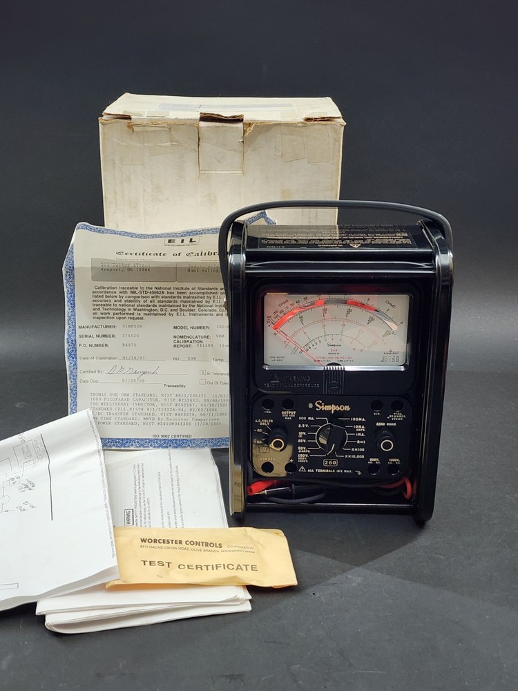Simpson 260-8PRT Analog Multimeter with Roll Top Case Very Clean