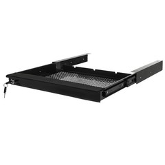 Under Desk Mounted Sliding Drawer Pull Out Tray for 17″ Laptop Metal with Lock
