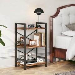 Homeiju Bookshelf 3 Tier Industrial Bookcase Metal Small Bookcase Rustic