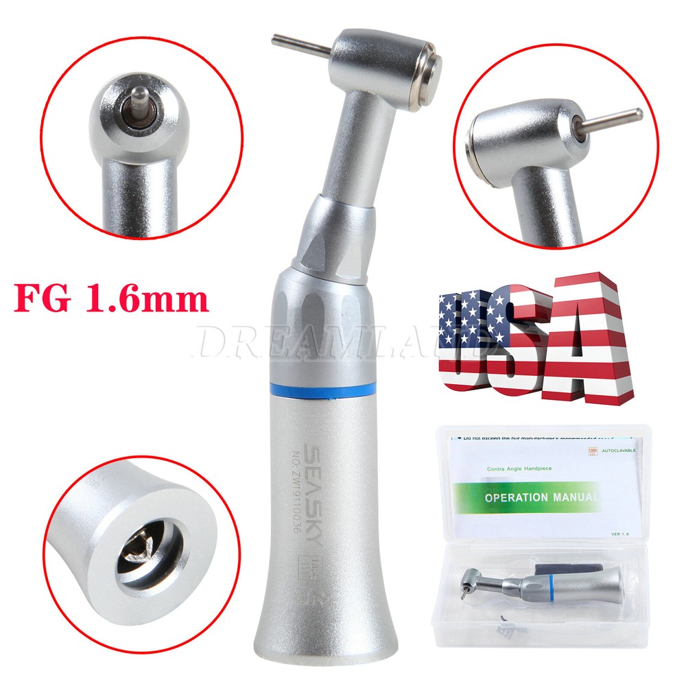 Dental Slow Low Speed Contra Angle Handpiece Fit FG 1.6mm Burs Push Button HH