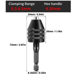 4Pcs 1/4″Hex Shank Keyless Drill Chuck Adapter Bit Quick Change Converter Driver