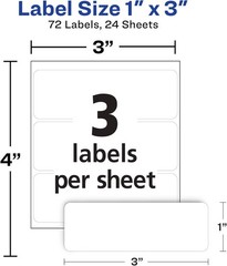 Multi-Use Removable Labels, “X3”,White,Non-Printable,72 Blank Labels Total(6728)