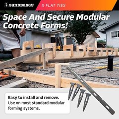 Sandbaggy X Flat Ties For Concrete Forms (0.82″ x 14.4″) – 11 Ga Steel – 8″ Wall