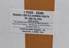 (6) 1000ml Reagent Bottle Narrow Mouth PPE , United Scientific 33305