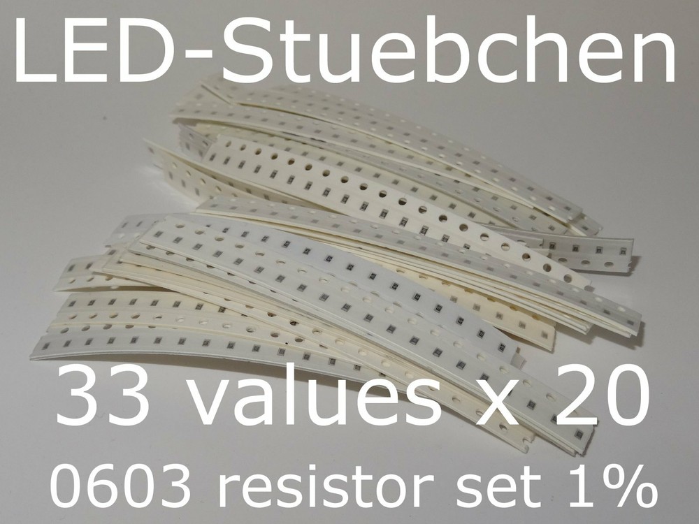 SMD Widerstandssortiment 0603 1%, 33 Werte x 20 Stück = 660 Stück