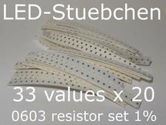 SMD Widerstandssortiment 0603 1%, 33 Werte x 20 Stück = 660 Stück