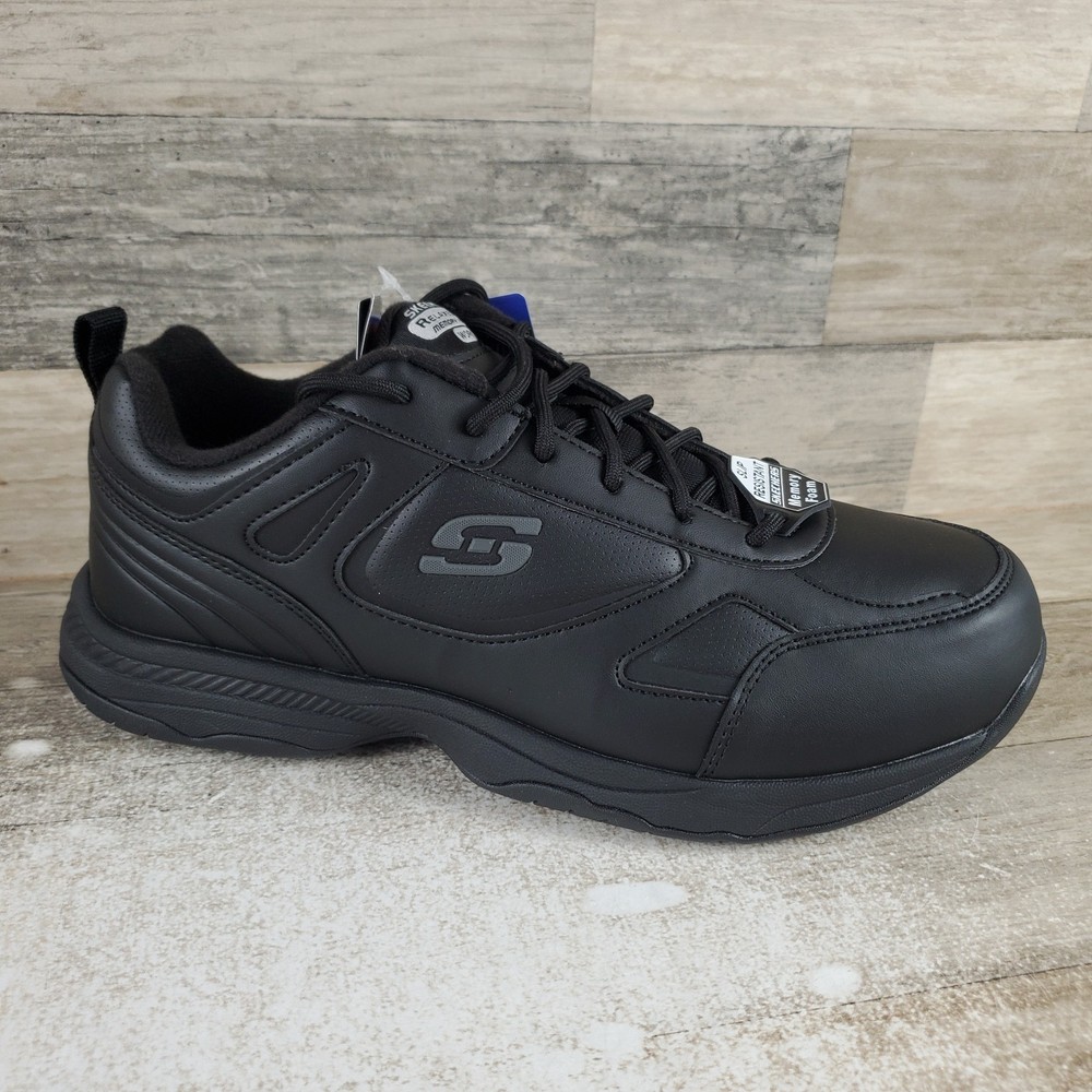 Skechers Dighton Mens Work Shoes Sz 9 Black Relaxed Fit Slip Resistant Sneakers