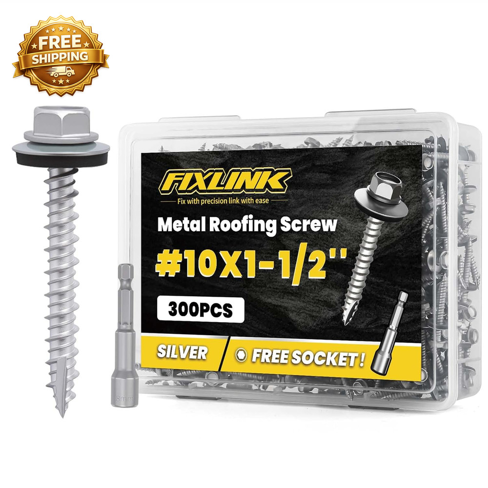Metal Roofing Screws 10 1 1 2 300 PCS RUSPERT Hex Head Rubber Washer