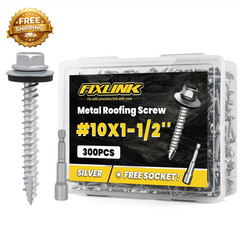 Metal Roofing Screws 10 1 1 2 300 PCS RUSPERT Hex Head Rubber Washer