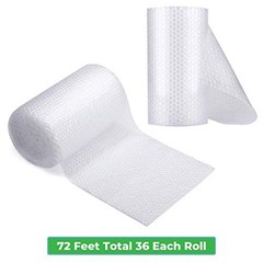 Heavy Duty Bubble Wrap Roll 12 Inch x 72 Feet 2 Pack Perforated Fragile Stickers