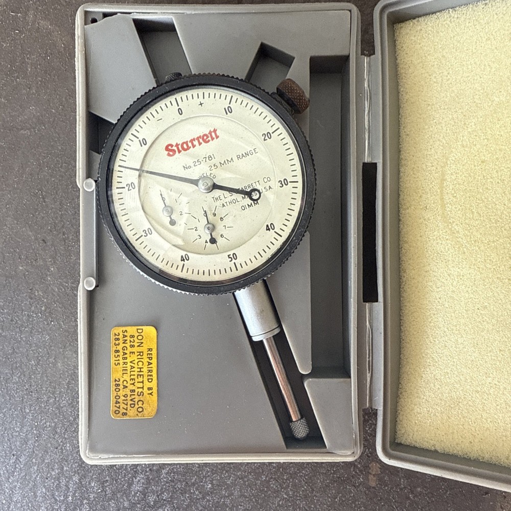 Starrett 25-781J Dial Indicator 0-25.0mm Range, 0-50 Continuous Dial