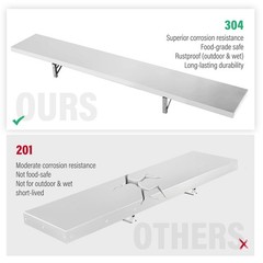 6FT Concession Stand Shelf for Window Trailer Food Truck Folding 304 Steel