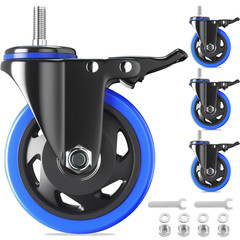Stem Caster Wheels 5 Inch Heavy Duty Threaded Stem Mount Casters Set of 4 With
