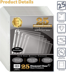 GOLD SEAL Sheet Protectors, 25 Pack 8.5 X 11 Anti-Glare Sheet Protectors for 3 R
