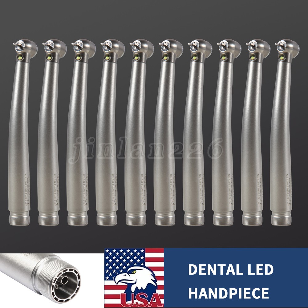 10* Dental LED Fiber Optic E-generator High Speed Handpiece Push Button 2 Hole