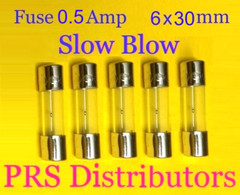 Fuse 0.5A 250V 6X30mm SLOW BLOW Glass Fuse AGC 0.5 Amp 250V 5 pieces USA SELLER