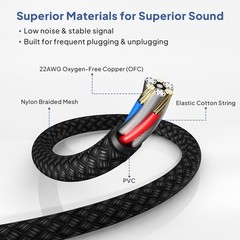 1/4 Inch TRS Instrument Cable 3.3ft 2Pack,Straight 6.35mm Male Jack Stereo Au…