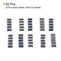 50Pcs 2512 Surface Mount Device Resistor Kit 0.01R-1R Ohm 1% 1W