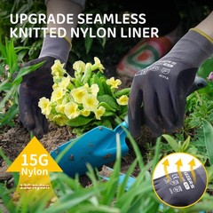 Work Gloves with Nitrile Coat and Micro Foam Grip on Palm and Fingers,12Pairs…