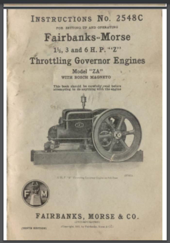 Fairbanks Morse Z Throttling Governor Engines ZA INSTRUCTIONS parts manual 28 pg