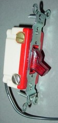 Hubbell 1223-PL 3-Way Red Pilot Light Handle 20A 120V Toggle Switch Vtg. USA NOS