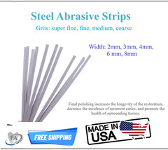 Dental Steel Abrasive Strips corundum, diamond, L: 150mm, Coarse, Medium, Fine