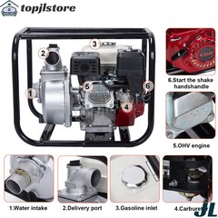 6.5 HP 4-Stroke Gas-Powered Water Transfer Pump 2″ 212CC 158GPM Semi-Trash Pump