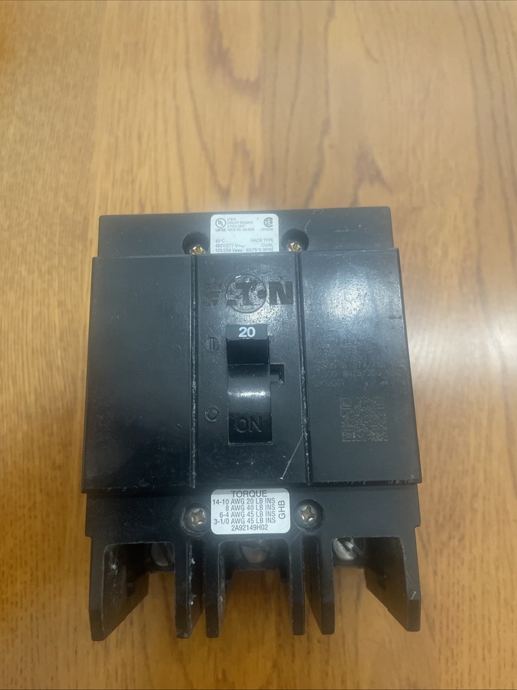 Eaton GHB3020 Circuit Breaker 20A, 277/480v, 3-Pole, Bolt-On