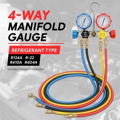 R134A R-22 R410A R404A Charging 4 Way 4 valves AC Manifold Gauge & 5FT Hose