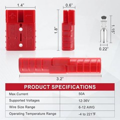 Connector 2Pcs,50Amp 12V to 36V Battery Quick Connect/Disconnect Connector,Wire
